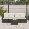 Ensemble de canapé de jardin avec coussin 5 pcs Noir polyrotin 527936527936