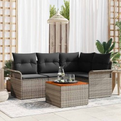 Ensemble de canapé de jardin avec coussin 5 pcs Gris polyrotin 527937527937