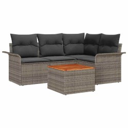 Ensemble de canapé de jardin avec coussin 5 pcs Gris polyrotin 527937527937
