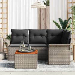 Ensemble de canapé de jardin avec coussin 5 pcs Gris polyrotin 527937527937