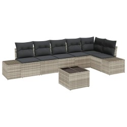 Ensemble de canapé de jardin 7 pcs Gris clair polyrotin 527939527939