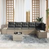 Ensemble de canapé de jardin 7 pcs Gris clair polyrotin 527939527939