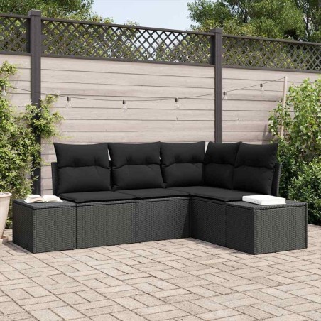 Ensemble de canapé de jardin 4 pcs Noir polyrotin 527940527940
