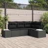 Ensemble de canapé de jardin 4 pcs Noir polyrotin 527940527940