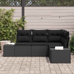 Ensemble de canapé de jardin 4 pcs Noir polyrotin 527940527940