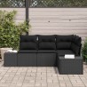Ensemble de canapé de jardin 4 pcs Noir polyrotin 527940527940