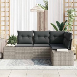 Ensemble de canapé de jardin 4 pcs Gris clair polyrotin 527941527941