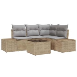 Ensemble de canapé de jardin 5 pcs Beige polyrotin 527942527942