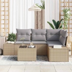 Ensemble de canapé de jardin 5 pcs Beige polyrotin 527942527942