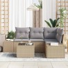 Ensemble de canapé de jardin 5 pcs Beige polyrotin 527942527942