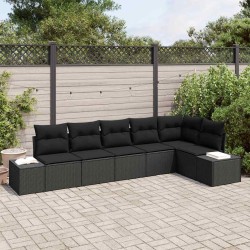 Ensemble de canapé de jardin avec coussin 6 pcs Noir polyrotin 527947527947