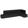 Ensemble de canapé de jardin avec coussin 6 pcs Noir polyrotin 527947527947