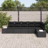 Ensemble de canapé de jardin avec coussin 6 pcs Noir polyrotin 527947527947