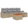 Ensemble de canapé de jardin avec coussin 6 pcs Beige polyrotin 527948527948