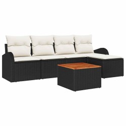 Ensemble de canapé de jardin avec coussin 6 pcs Noir polyrotin 527949527949