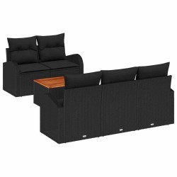 Ensemble de canapé de jardin avec coussin 6 pcs Noir polyrotin 527951527951