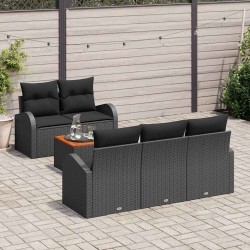 Ensemble de canapé de jardin avec coussin 6 pcs Noir polyrotin 527951527951