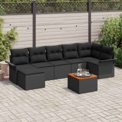 Ensemble de canapé de jardin avec coussin 8 pcs Noir polyrotin 527952527952