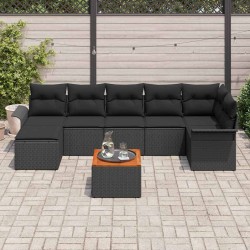Ensemble de canapé de jardin avec coussin 8 pcs Noir polyrotin 527952527952