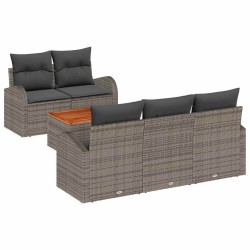 Ensemble de canapé de jardin avec coussin 6 pcs Gris polyrotin 527953527953
