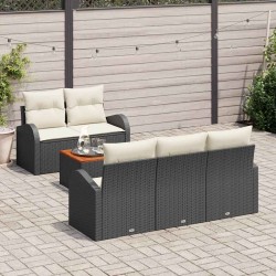 Ensemble de canapé de jardin avec coussin 6 pcs Noir polyrotin 527954527954