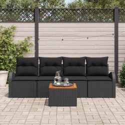 Ensemble de canapé de jardin avec coussin 5 pcs Noir polyrotin 527955527955