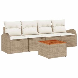 Ensemble de canapé de jardin avec coussin 5 pcs Beige polyrotin 527956527956