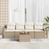 Ensemble de canapé de jardin avec coussin 5 pcs Beige polyrotin 527956527956