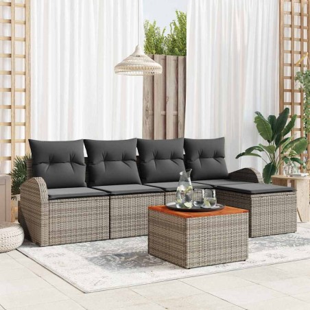 Ensemble de canapé de jardin avec coussin 6 pcs Gris polyrotin 527957527957