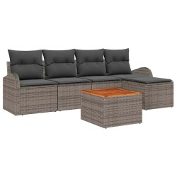 Ensemble de canapé de jardin avec coussin 6 pcs Gris polyrotin 527957527957