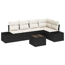Ensemble de canapé de jardin 6 pcs Noir polyrotin 527961527961