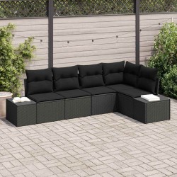 Ensemble de canapé de jardin 5 pcs Noir polyrotin 527962527962