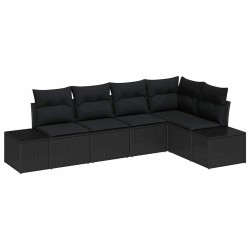 Ensemble de canapé de jardin 5 pcs Noir polyrotin 527962527962
