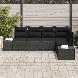Ensemble de canapé de jardin 5 pcs Noir polyrotin 527962527962