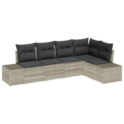 Ensemble de canapé de jardin 5 pcs Gris clair polyrotin 527963527963