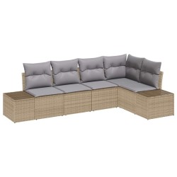Ensemble de canapé de jardin 5 pcs Beige polyrotin 527964527964