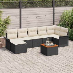 Ensemble de canapé de jardin avec coussin 8 pcs Noir polyrotin 527965527965