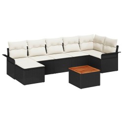 Ensemble de canapé de jardin avec coussin 8 pcs Noir polyrotin 527965527965