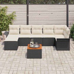 Ensemble de canapé de jardin avec coussin 8 pcs Noir polyrotin 527965527965