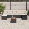 Ensemble de canapé de jardin avec coussin 8 pcs Noir polyrotin 527965527965