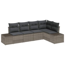 Ensemble de canapé de jardin 5 pcs Gris polyrotin 527966527966