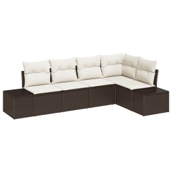 Ensemble de canapé de jardin 5 pcs Marron polyrotin 527967527967