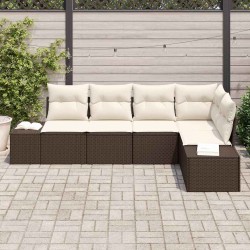 Ensemble de canapé de jardin 5 pcs Marron polyrotin 527967527967