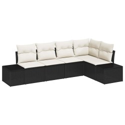 Ensemble de canapé de jardin 5 pcs Noir polyrotin 527968527968