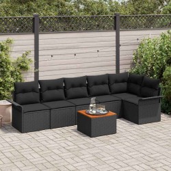 Ensemble de canapé de jardin avec coussin 7 pcs Noir polyrotin 527969527969