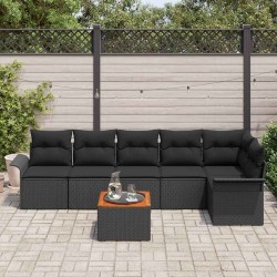 Ensemble de canapé de jardin avec coussin 7 pcs Noir polyrotin 527969527969