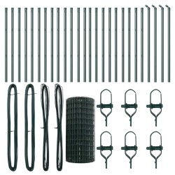Clôture avec poteau Vert 0,6 x 50 m Acier et PVC 527987527987