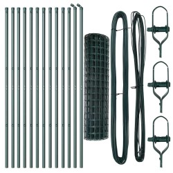 Clôture avec poteau Vert 1 x 25 m Acier et PVC 527992527992