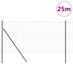 Clôture avec poteau Gris 1 x 25 m Acier et PVC 527993527993