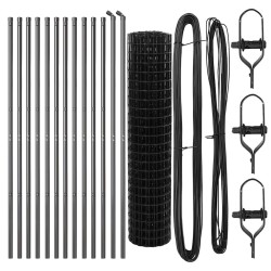 Clôture avec poteau Gris 1 x 25 m Acier et PVC 527993527993